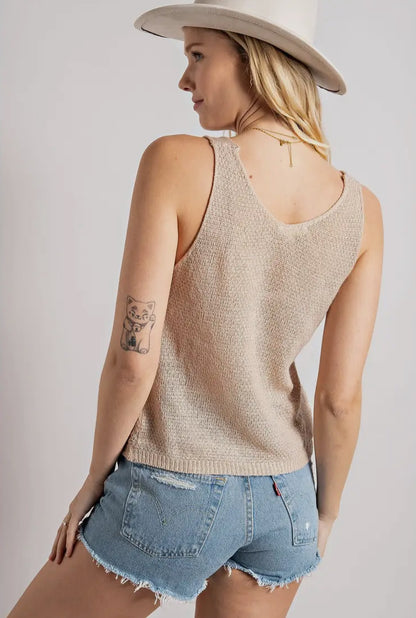 Sandy Soft Cable Knit Sweater Tank