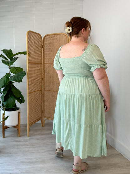 Garden Party Green Tiered Midi Dress