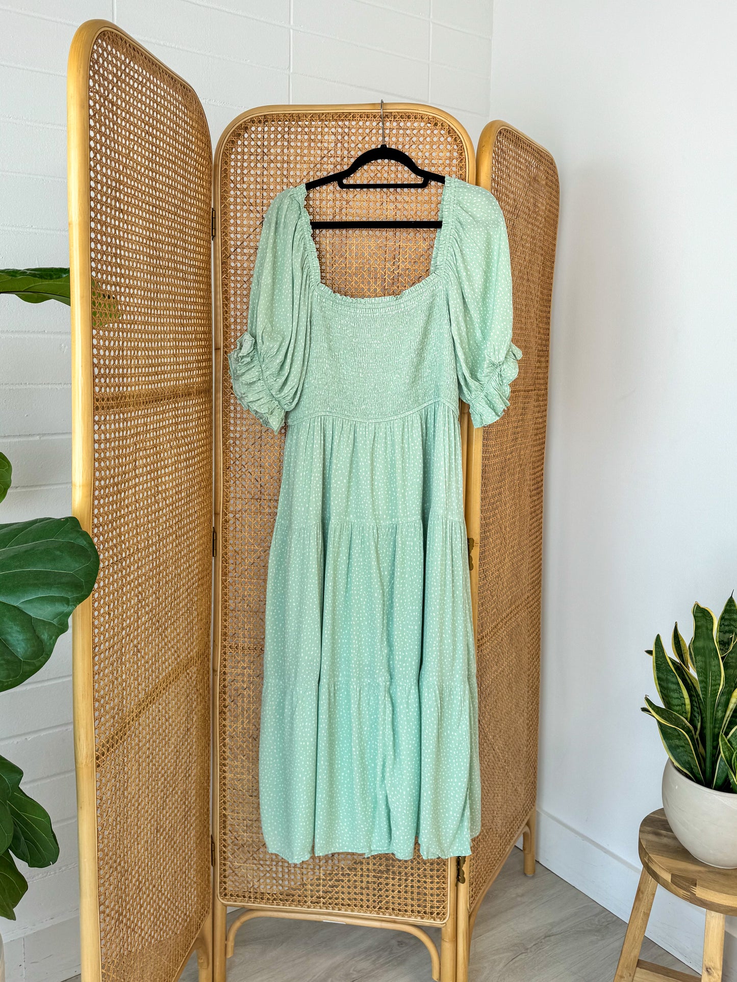 Garden Party Green Tiered Midi Dress