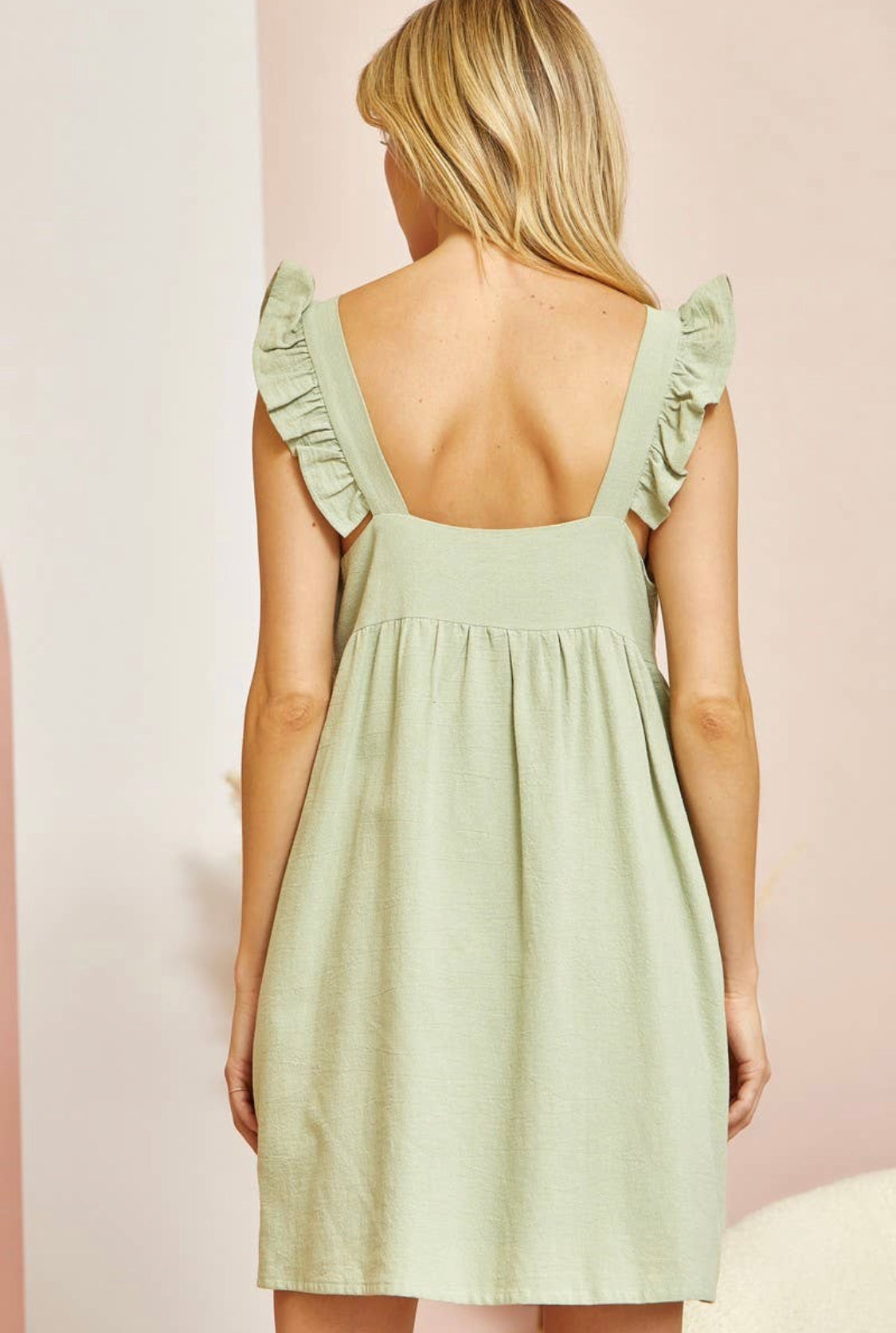 California Dreams Mint Green Flutter Sleeve Babydoll Dress - M, XL, & 2X
