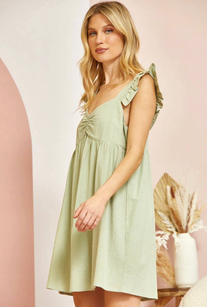California Dreams Mint Green Flutter Sleeve Babydoll Dress - M, XL, & 2X