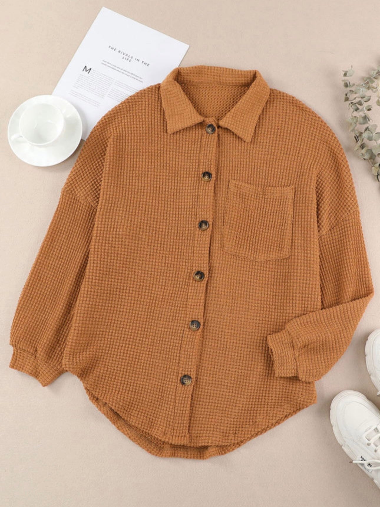 Toasty Texture Burnt Orange Waffle Top