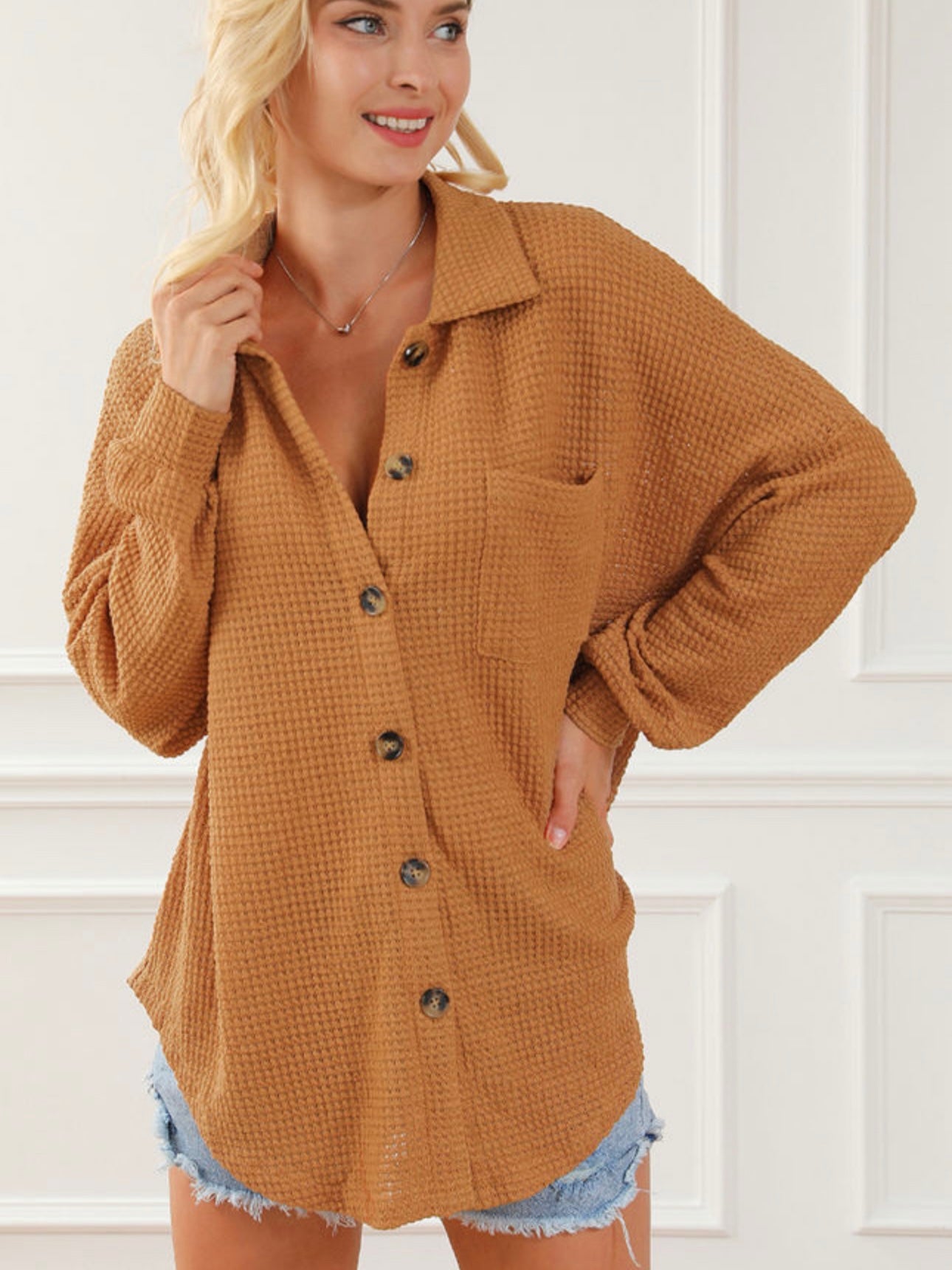 Toasty Texture Burnt Orange Waffle Top