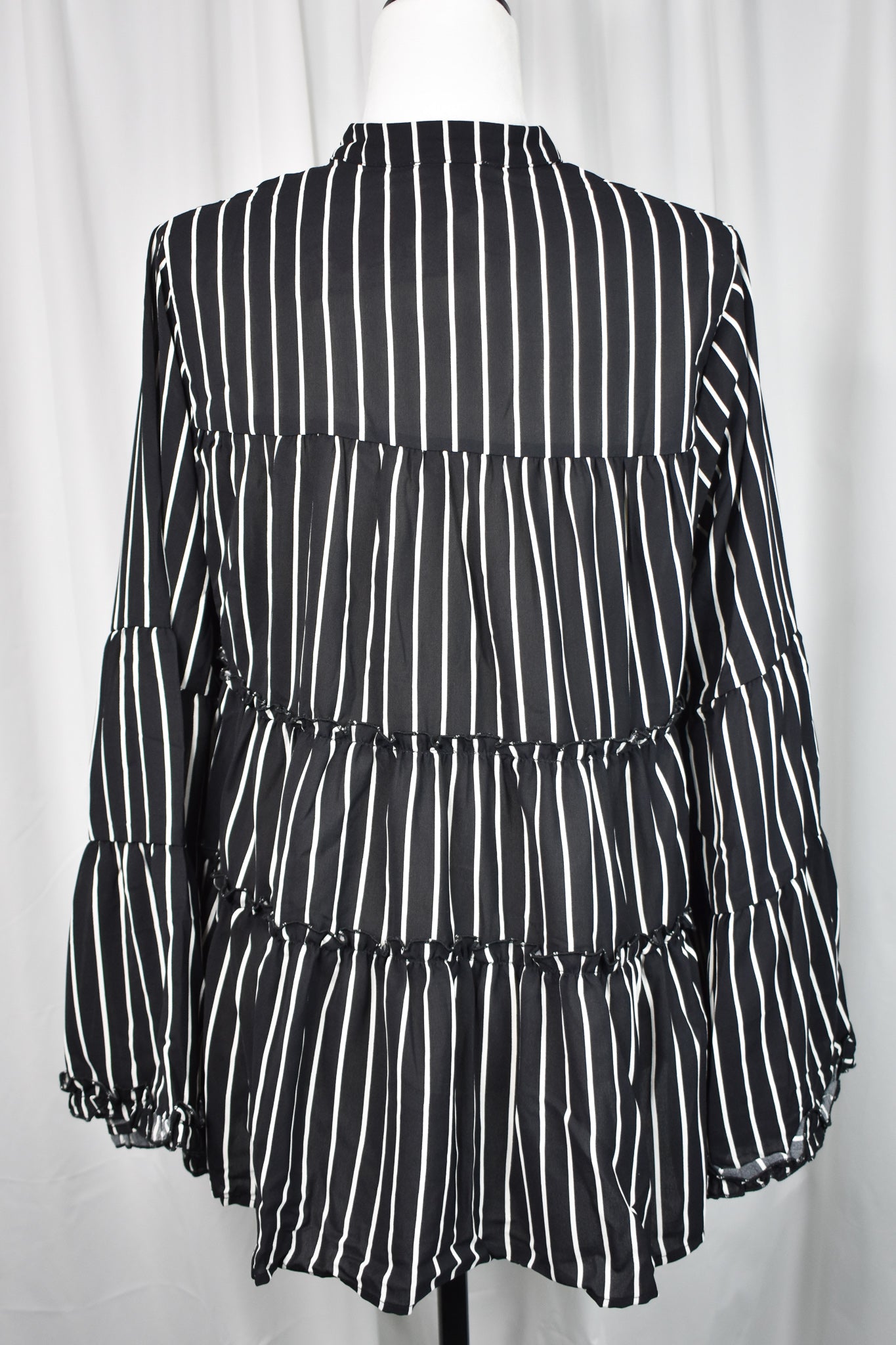 Tiered Bell Sleeve Striped Top - small